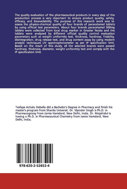 Produktbild: Physico-Chemical Evaluation of Four Brands of Paracetamol Tablets
