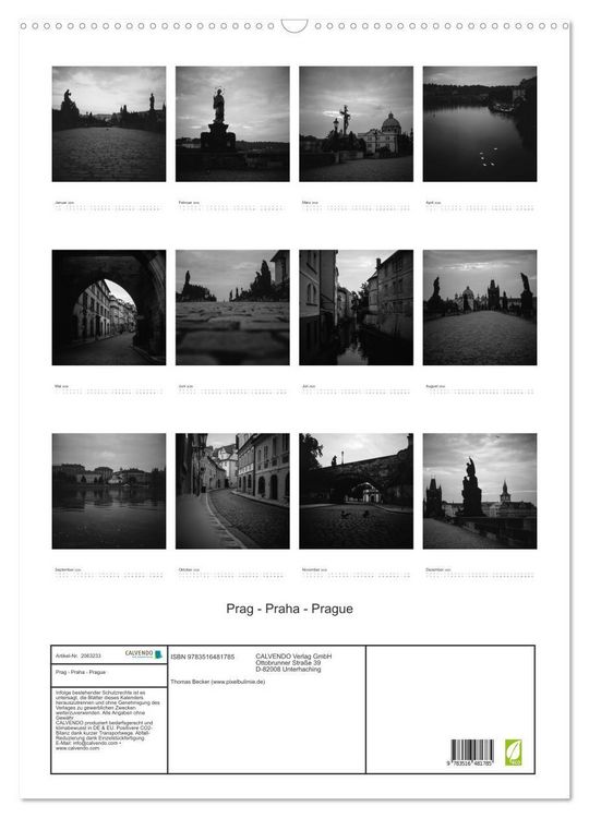 Produktbild: Prag - Praha - Prague (Wandkalender 2026 DIN A2 hoch), CALVENDO Monatskalender