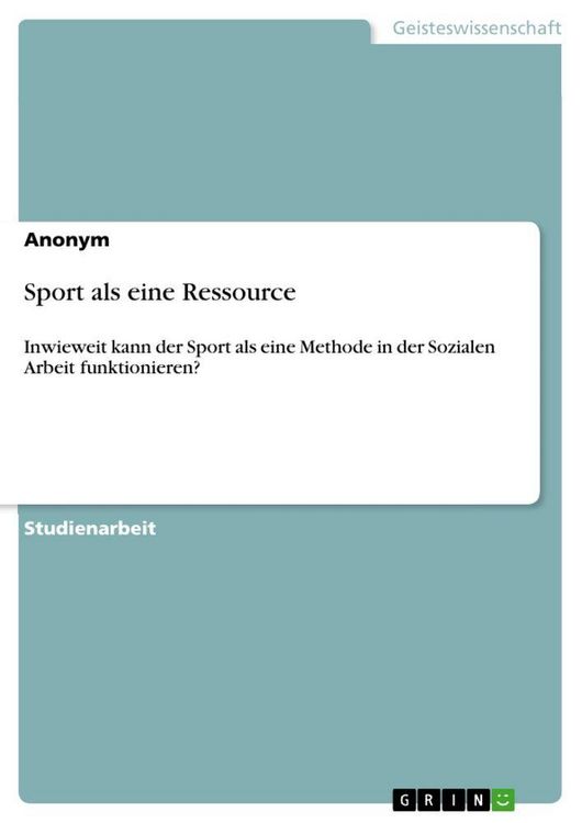 Produktbild: Sport als eine Ressource