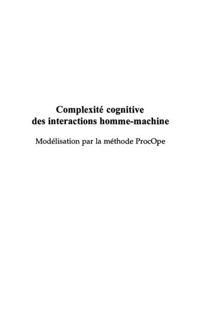 Produktbild: Complexite cognitive des interactions ho
