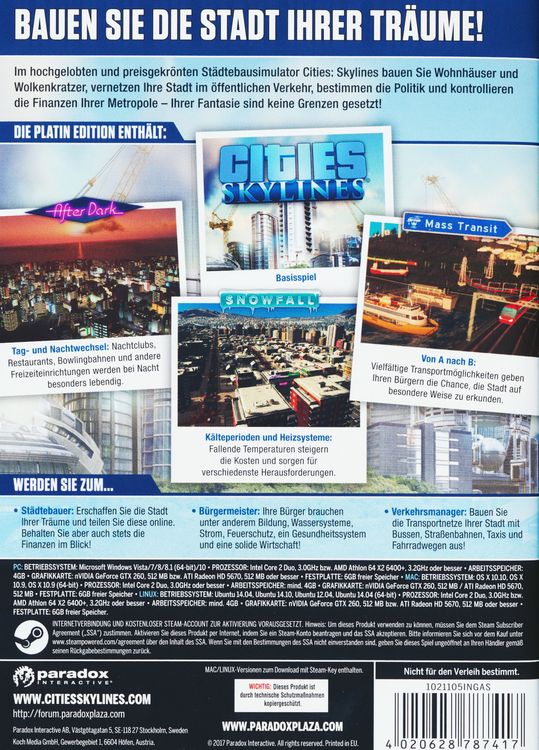 Cities: Skylines Platin Edition (PC+Mac+Linux)