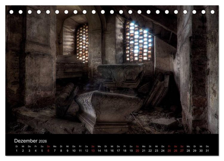 Produktbild: Verlassene Ort - Kirchen (Tischkalender 2026 DIN A5 quer), CALVENDO Monatskalender