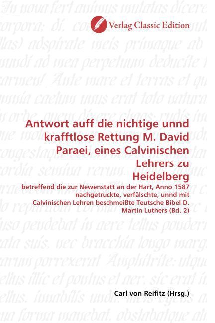 Produktbild: Antwort auff die nichtige unnd krafftlose Rettung M. David P