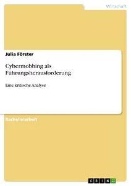 Produktbild: Cybermobbing als F&uuml;hrungsherausforderung