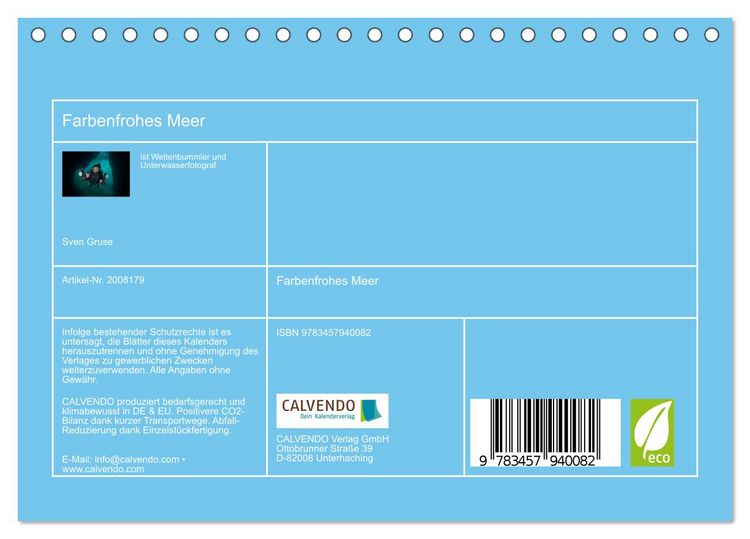 Produktbild: Farbenfrohes Meer (Tischkalender 2026 DIN A5 quer), CALVENDO Monatskalender