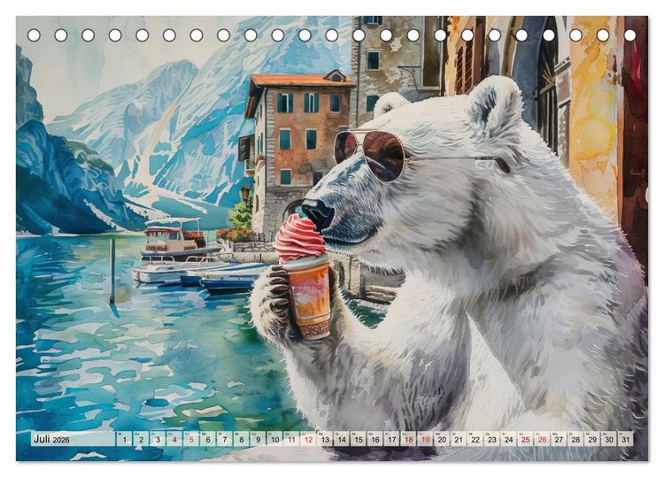 Produktbild: Eisb&auml;r Eik auf Europareise (Tischkalender 2026 DIN A5 quer), CALVENDO Monatskalender