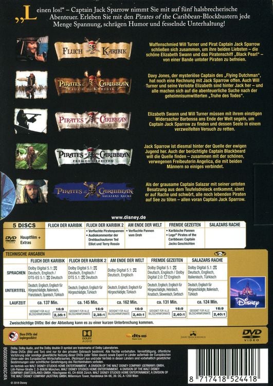 Produktbild: Pirates of the Caribbean 1-5 Box [5 DVDs]