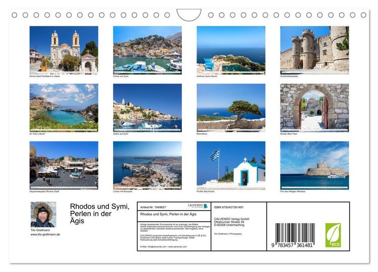 Produktbild: Rhodos und Symi, Perlen in der &Auml;gis (Wandkalender 2026 DIN A4 quer), CALVENDO Monatskalender