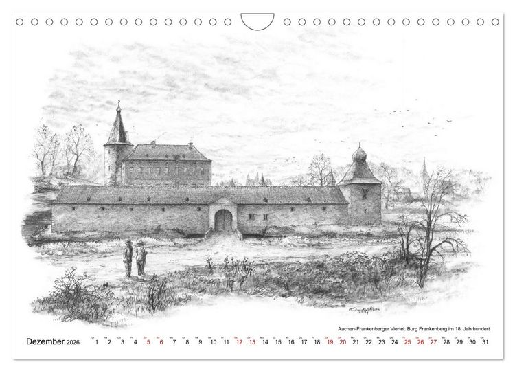 Produktbild: ZeitZeichnen: Burgen und Befestigungen in der Aachener Region (Wandkalender 2026 DIN A4 quer), CALVENDO Monatskalender