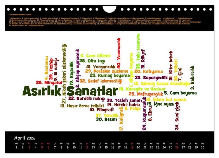 Produktbild: Sprachkalender T&uuml;rkisch-Deutsch (Wandkalender 2026 DIN A4 quer), CALVENDO Monatskalender