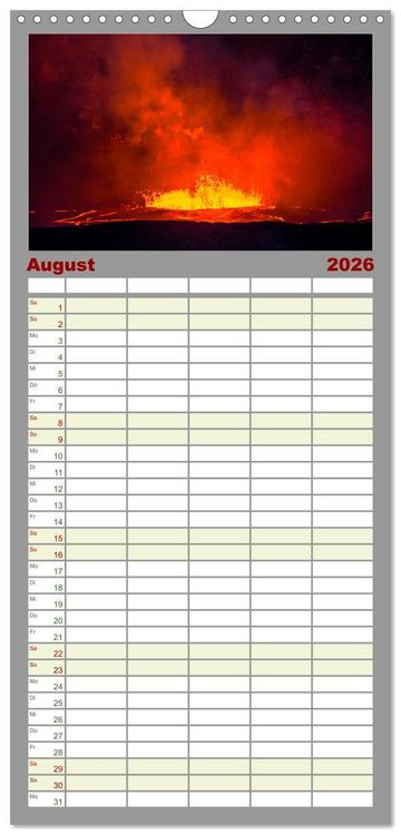 Produktbild: Familienplaner 2026 - Vulkane - Beeindruckende Feuerberge mit 5 Spalten (Wandkalender, 21 x 45 cm) CALVENDO