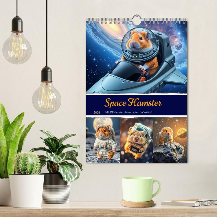 Produktbild: Space Hamster - Mit KI Hamster Astronauten im Weltall (Wandkalender 2026 DIN A4 hoch), CALVENDO Monatskalender