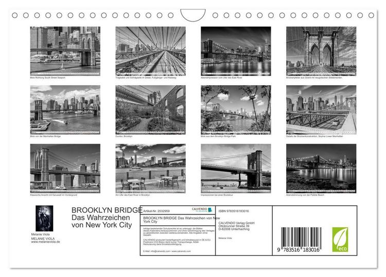Produktbild: BROOKLYN BRIDGE Das Wahrzeichen von New York City (Wandkalender 2026 DIN A4 quer), CALVENDO Monatskalender