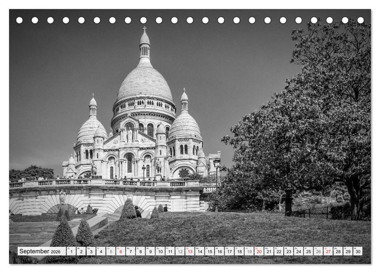 Produktbild: PARIS Monochrome Impressionen (Tischkalender 2026 DIN A5 quer), CALVENDO Monatskalender
