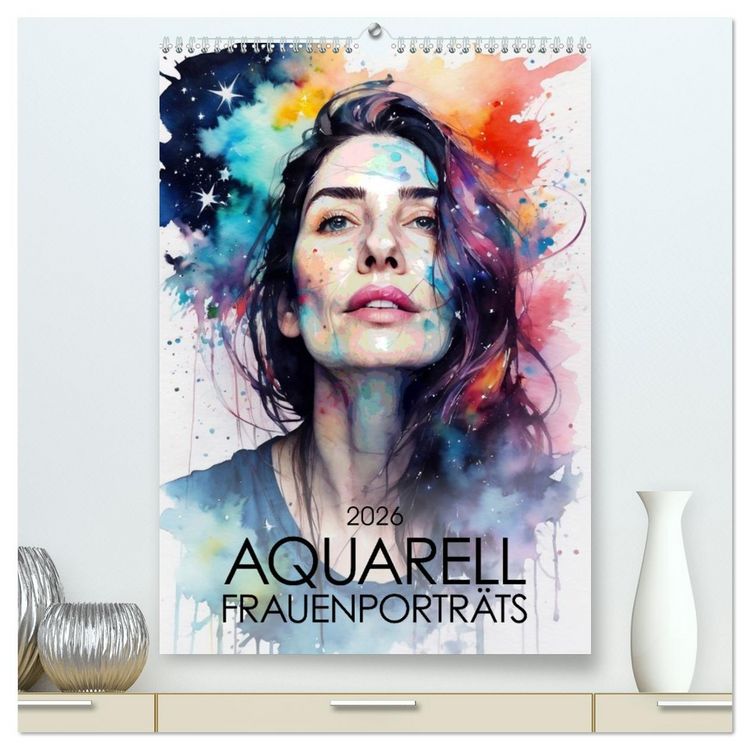 Produktbild: Aquarell-Frauenportr&auml;ts (hochwertiger Premium Wandkalender 2026 DIN A2 hoch), Kunstdruck in Hochglanz