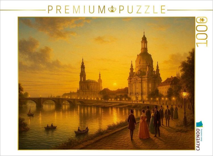 Produktbild: CALVENDO Puzzle An der Elbe - Augustusbr&uuml;cke, Hofkirche und Frauenkirche | 1000 Teile Lege-Gr&ouml;&szlig;e 64x48cm Foto-Puzzle f&uuml;r gl&uuml;ckliche Stunden