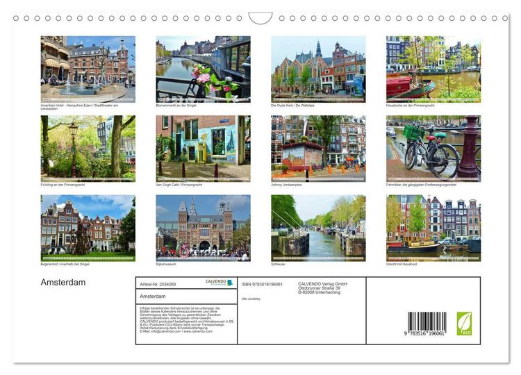 Produktbild: Amsterdam (Wandkalender 2026 DIN A3 quer), CALVENDO Monatskalender