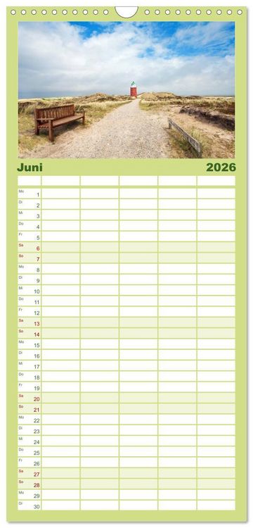 Produktbild: Familienplaner 2026 - SYLT hinter den D&uuml;nen mit 5 Spalten (Wandkalender, 21 x 45 cm) CALVENDO