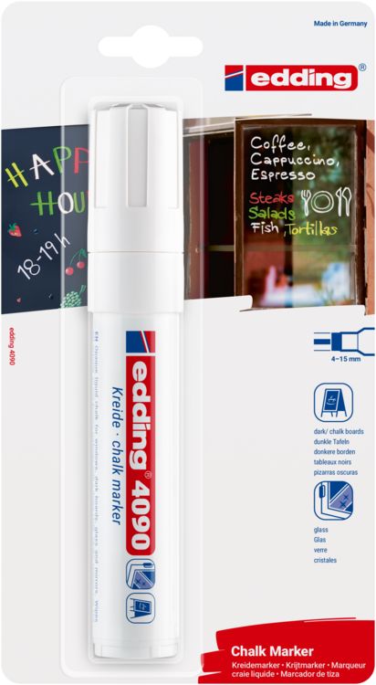 Produktbild: Edding 4090 4-4090-1-1049 Kreidemarker Wei&szlig; 4 mm, 15mm