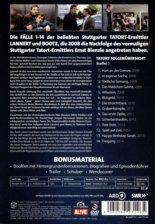 Produktbild: Tatort - Team Stuttgart (Lannert & Bootz / Richy M&uuml;ller und Felix Klare) - Staffel 1 (Folge 1-14) [7 DVDs]