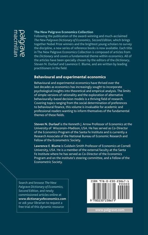 Produktbild: Behavioural and Experimental Economics