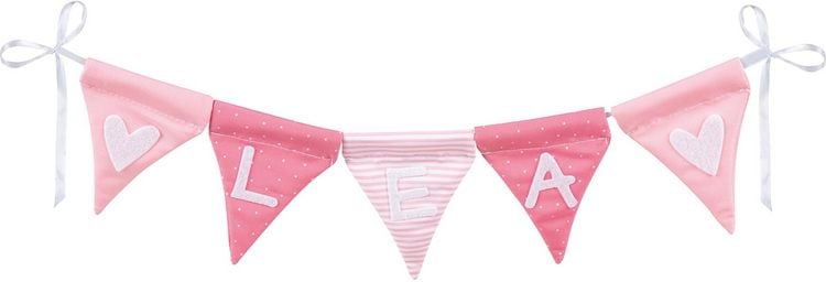 Produktbild: Buchstabenwimpelkette rosa, mit 10 Wimpeln