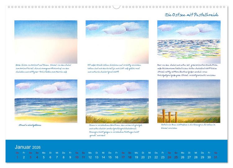 Produktbild: Mal einfach mit ! 12 ausf&uuml;hrliche Schritt f&uuml;r Schritt Anleitungen (hochwertiger Premium Wandkalender 2026 DIN A2 quer), Kunstdruck in Hochglanz