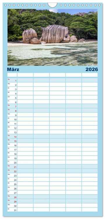 Produktbild: Familienplaner 2026 - Seychellen - Trauminseln im Indischen Ozean mit 5 Spalten (Wandkalender, 21 x 45 cm) CALVENDO