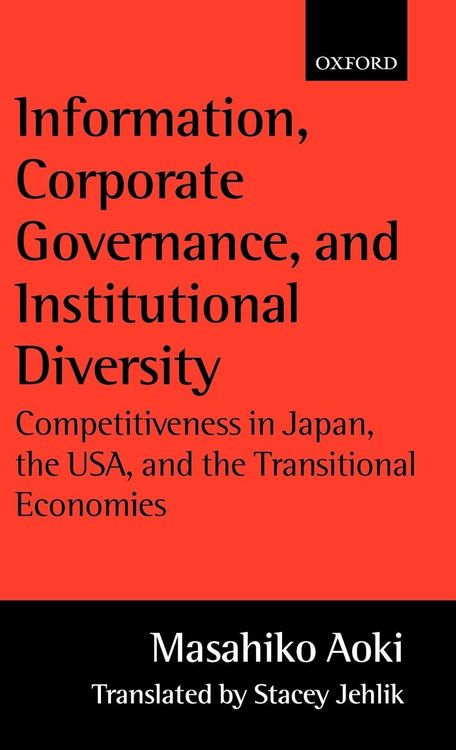 Produktbild: Information, Corporate Governance, and Institutional Diversity