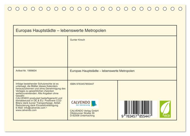 Produktbild: Europas Hauptst&auml;dte &ndash; lebenswerte Metropolen (Tischkalender 2026 DIN A5 quer), CALVENDO Monatskalender