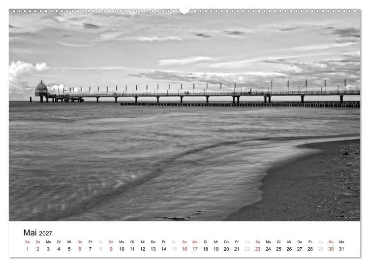 Produktbild: Ostseebad Zingst - Impressionen in Schwarz-Wei&szlig; (hochwertiger Premium Wandkalender 2027 DIN A2 quer), Kunstdruck in Hochglanz
