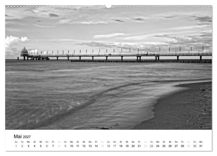 Produktbild: Ostseebad Zingst - Impressionen in Schwarz-Wei&szlig; (Wandkalender 2027 DIN A2 quer), CALVENDO Monatskalender