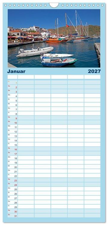 Produktbild: Familienplaner 2027 - Sommer an der T&uuml;rkischen &Auml;g&auml;is mit 5 Spalten (Wandkalender, 21 x 45 cm) CALVENDO