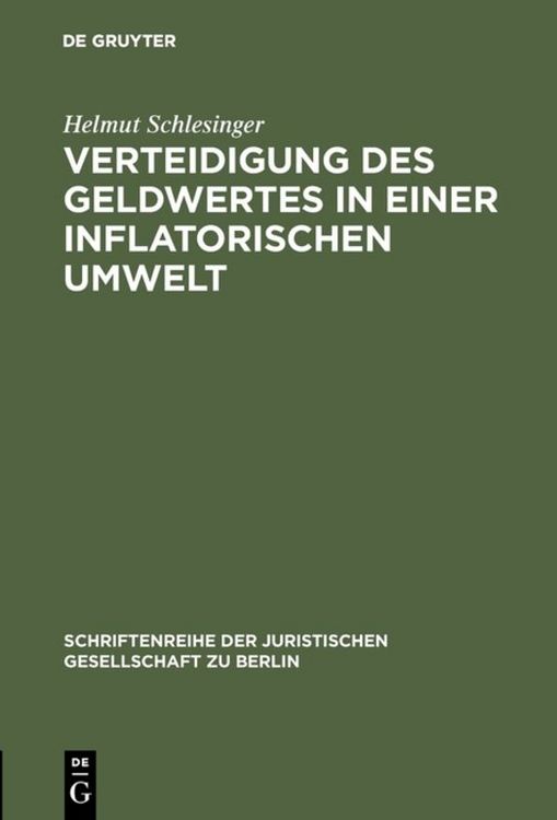 Produktbild: Verteidigung des Geldwertes in einer inflatorischen Umwelt