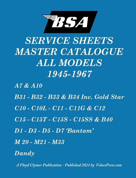 Produktbild: BSA 'Service Sheets' Master Catalogue for All Models 1945 to 1967