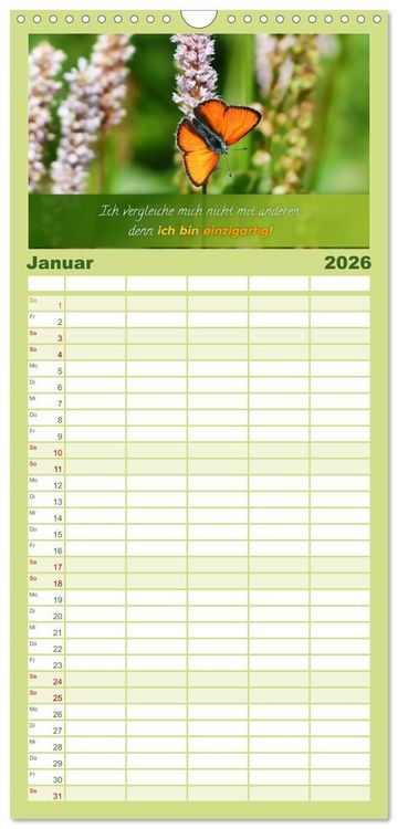 Produktbild: Familienplaner 2026 - YouFeelGood - Positive Impulse f&uuml;r mehr Selbstbewusstsein und Selbstvertrauen mit 5 Spalten (Wandkalender, 21 x 45 cm) CALVENDO
