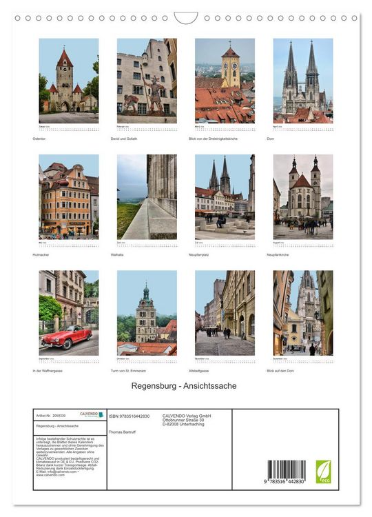 Produktbild: Regensburg - Ansichtssache (Wandkalender 2026 DIN A3 hoch), CALVENDO Monatskalender