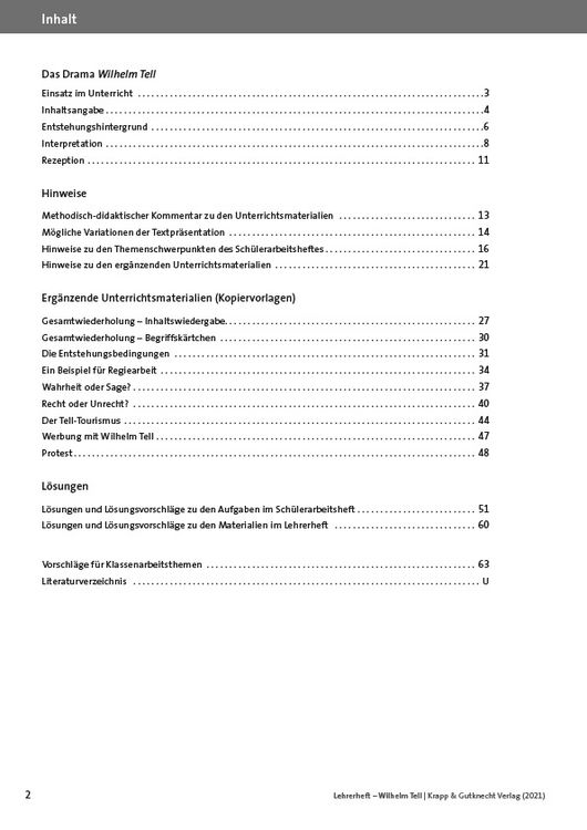 Produktbild: Wilhelm Tell &ndash; Friedrich Schiller &ndash; Lehrerheft