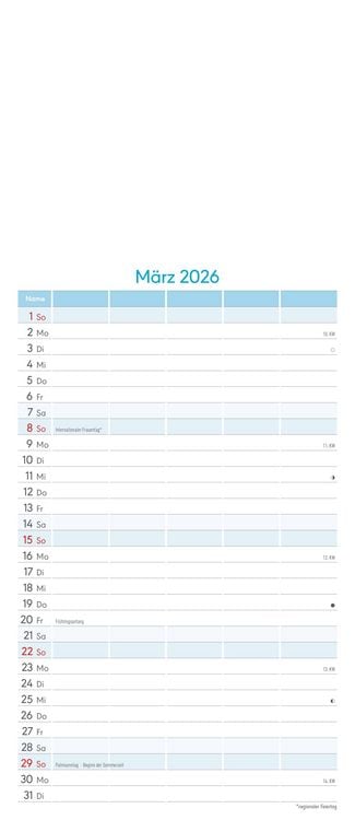 Produktbild: Kreativ-Kalender Familienplaner 2026 - 5 Spalten - 19,5x45 cmFoto, Malen, Basteln - datiert - Kreativkalender - Foto-Kalender - Familienkalender - Wan