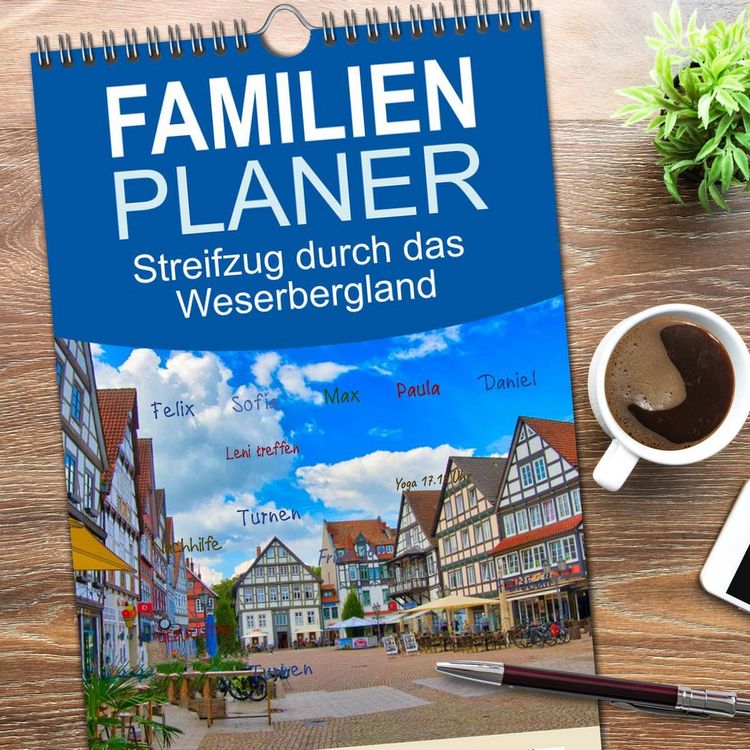 Produktbild: Familienplaner 2026 - Streifzug durch das Weserbergland mit 5 Spalten (Wandkalender, 21 x 45 cm) CALVENDO