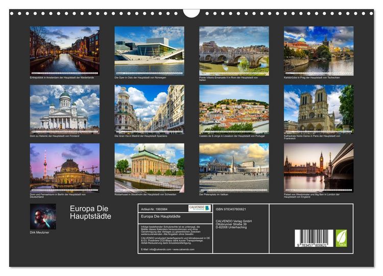 Produktbild: Europa Die Hauptst&auml;dte (Wandkalender 2026 DIN A3 quer), CALVENDO Monatskalender