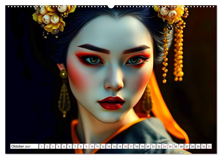 Produktbild: Dunkle Eleganz der Geishas (hochwertiger Premium Wandkalender 2027 DIN A2 quer), Kunstdruck in Hochglanz