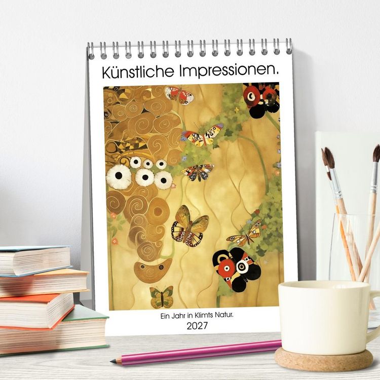 Produktbild: K&uuml;nstliche Impressionen. Ein Jahr in Klimts Natur. (Tischkalender 2027 DIN A5 hoch), CALVENDO Monatskalender