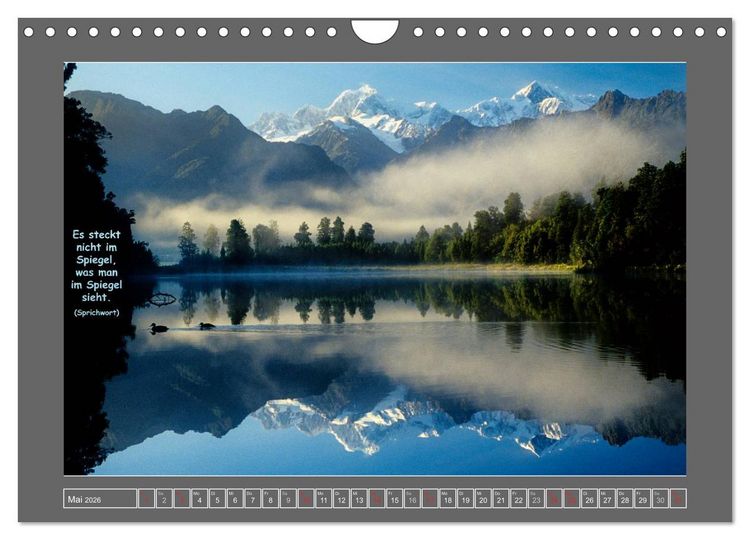 Produktbild: Naturwunder Neuseeland - in Bild und Text (Wandkalender 2026 DIN A4 quer), CALVENDO Monatskalender