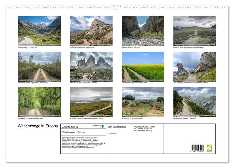 Produktbild: Wanderwege in Europa (Wandkalender 2026 DIN A2 quer), CALVENDO Monatskalender