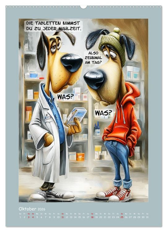 Produktbild: Hundstage. Bissiger Humor vom Feinsten (hochwertiger Premium Wandkalender 2026 DIN A2 hoch), Kunstdruck in Hochglanz