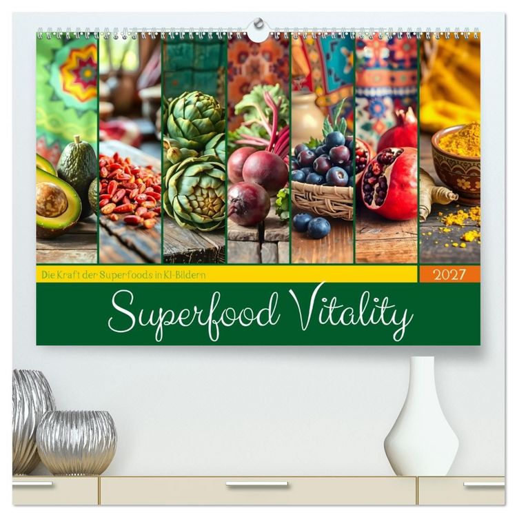 Produktbild: Superfood Vitality - Die Kraft der Superfoods in KI-Bildern (hochwertiger Premium Wandkalender 2027 DIN A2 quer), Kunstdruck in Hochglanz