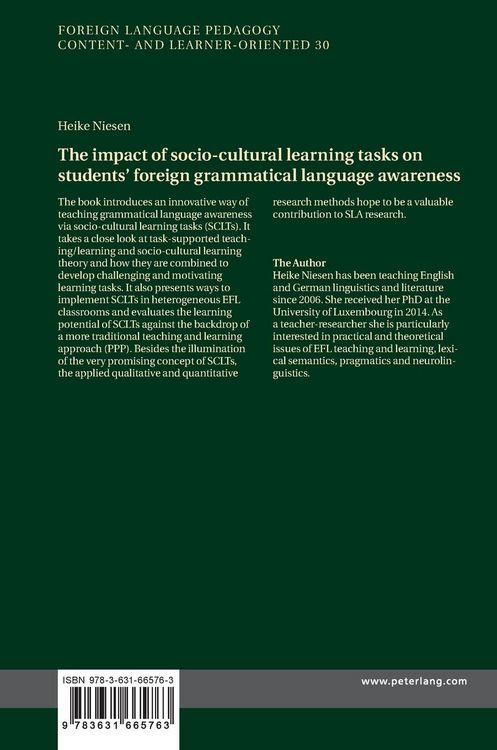 Produktbild: The impact of socio-cultural learning tasks on students&rsquo; foreign grammatical language awareness