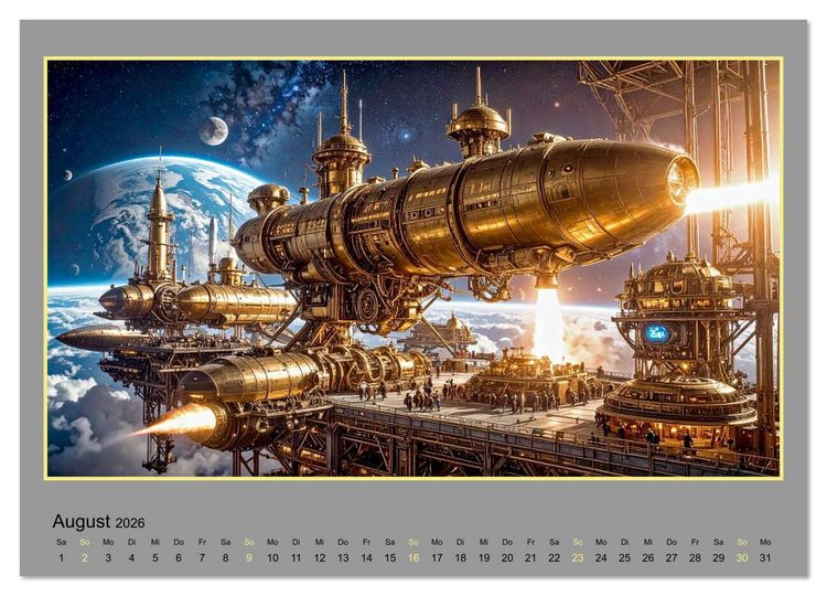 Produktbild: Steampunk-Raumfahrt (Wandkalender 2026 DIN A4 quer), CALVENDO Monatskalender