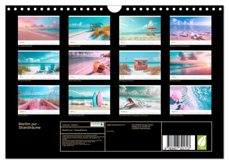 Produktbild: Maritim pur - Strandtr&auml;ume (Wandkalender 2026 DIN A4 quer), CALVENDO Monatskalender
